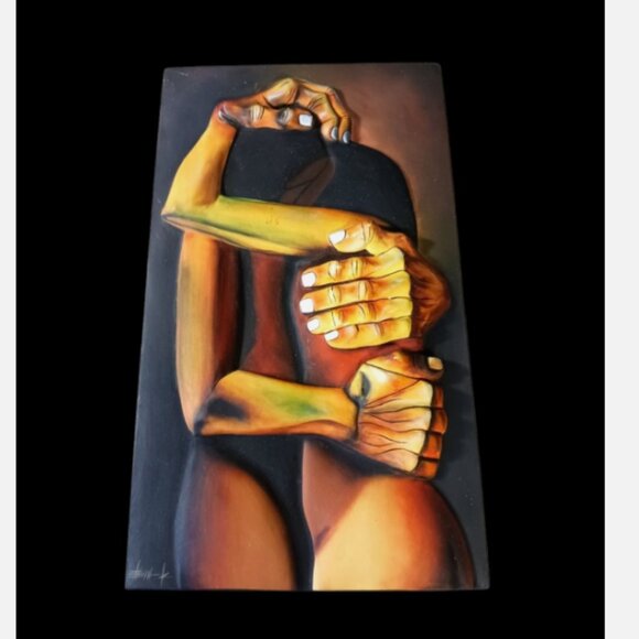 Tile Sculpture Ceramic Pottery Los Amantes Oswaldo Guayasamin Ecuador 3D Modern - Picture 2 of 13
